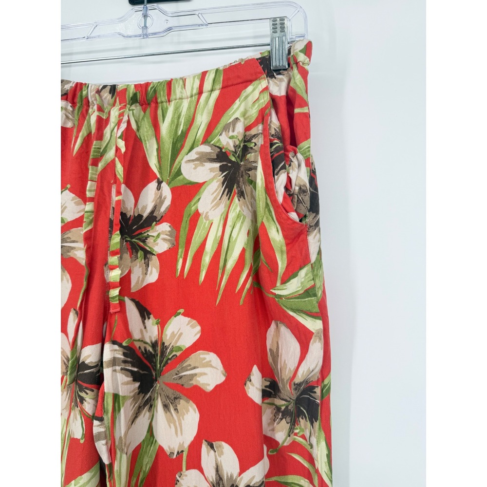 Valerie Stevens Womens Silk Cropped Pants Medium Tropical Resort Summer Beach - Picture 4 of 15